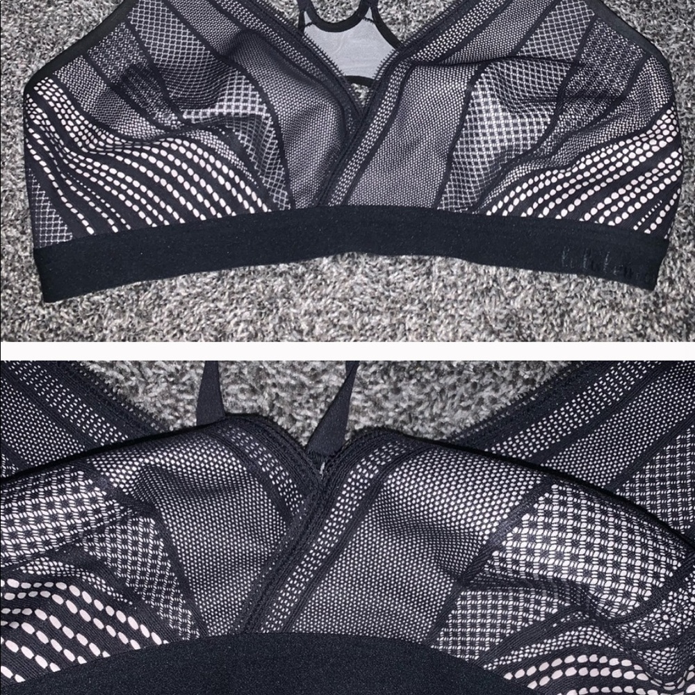 NWOT Lululemon light weight b&w sports bra with V